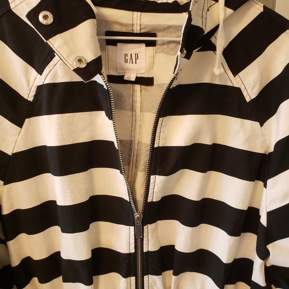 🍋Gap Black & White Striped Zip-up Jacket - Picture 7 of 10
